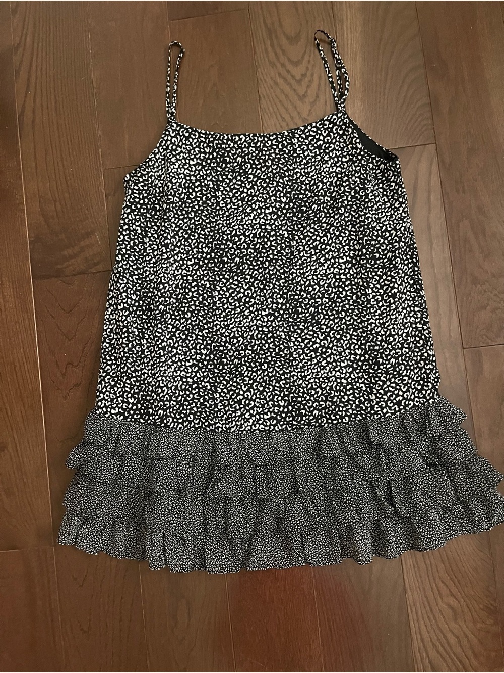 HYFVE Black and White Spotted Ruffle Dress